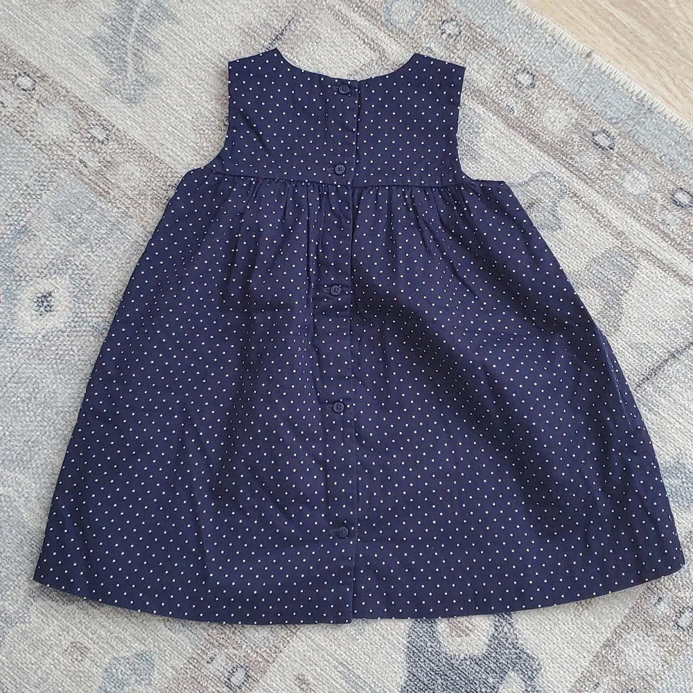 Janie and Jack Baby Girls Bow Dotted Navy Dot Bow Dress Sz12-18m